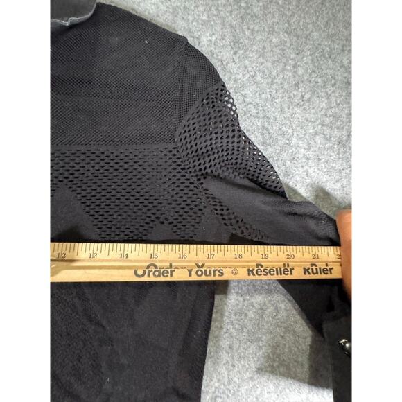 Anne Fontaine Blouse Women 42 (4-6) Black Collar Mesh Button Front Quiet Lux - Picture 4 of 7